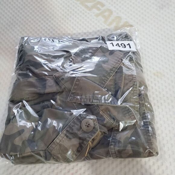 Mudd Shacket Womens Medium Brown Camo Military Denim Shirt Jacket - Picture 9 of 9